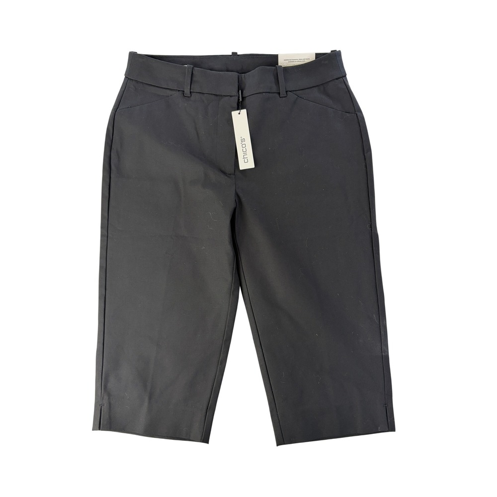 Chico's Emme Slim Leg Pants Size 2 Chicos 00R Pedal Pusher Crop Black NWT